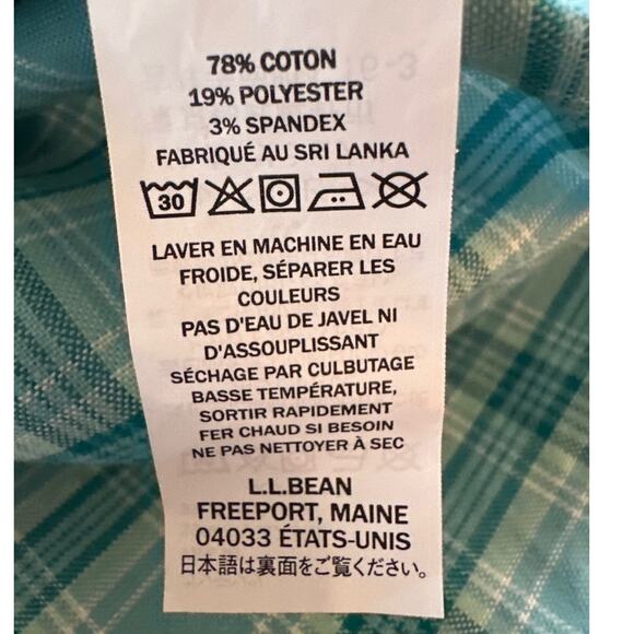 LL Bean Shirt Mens XXL Turquoise Plaid Long Sleeve Button Slightly Fitted Heavy - Picture 8 of 8